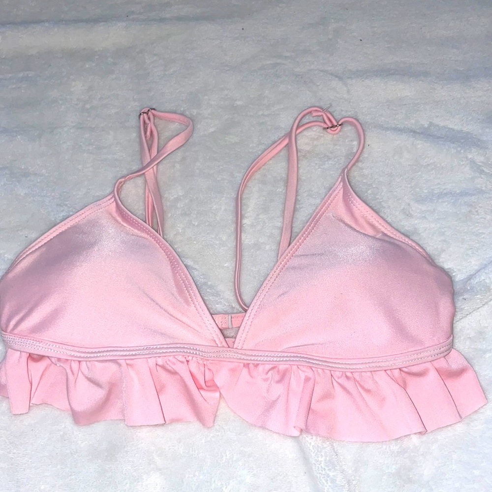 Pink ruffle bikini top